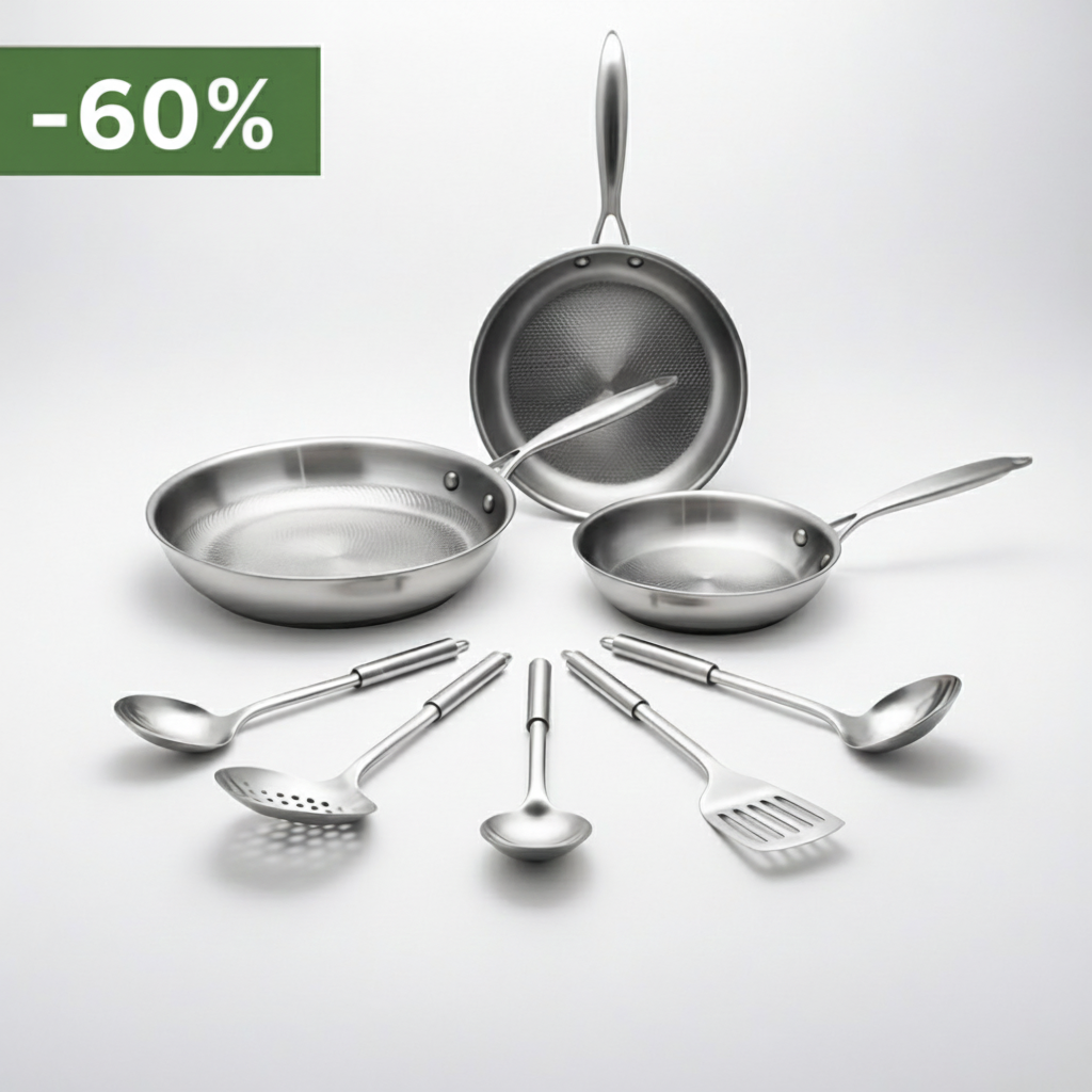 Zestaw Patelni i Przyborów Kuchennych | Wysoka Jakość, 3 Rozmiary