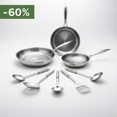 Zestaw Patelni i Przyborów Kuchennych | Wysoka Jakość, 3 Rozmiary