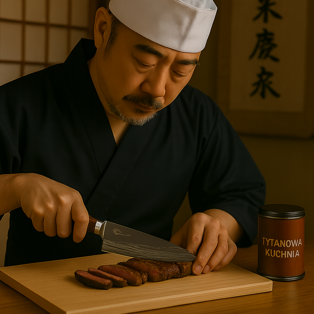 Tytanowa Kuchnia - Nóż szefa kuchni ze Stali Damasceńskiej