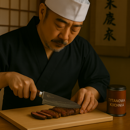 Tytanowa Kuchnia - Nóż szefa kuchni ze Stali Damasceńskiej